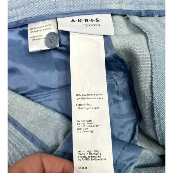 Akris Punto Denim Pants 10 Wide Leg High Rise Light Blue Color Preppy Minimalist - Picture 9 of 11